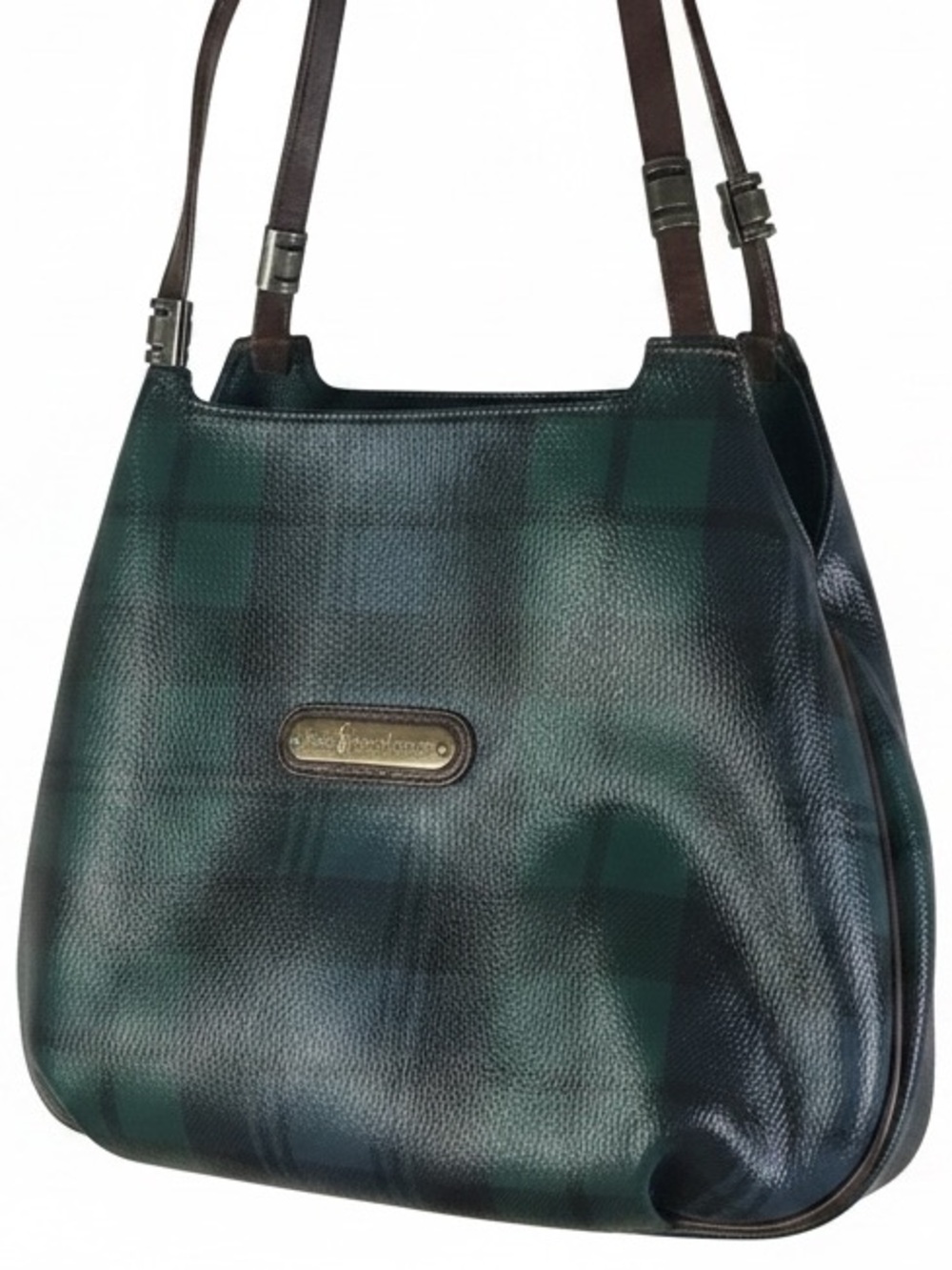 Polo by Ralph Lauren Vintage Blackwatch Plaid Shoulder Tote with Brown Straps